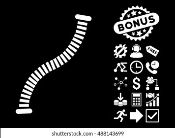 Flexible Pipe pictograph with bonus pictograph collection. Vector illustration style is flat iconic symbols, white color, black background.