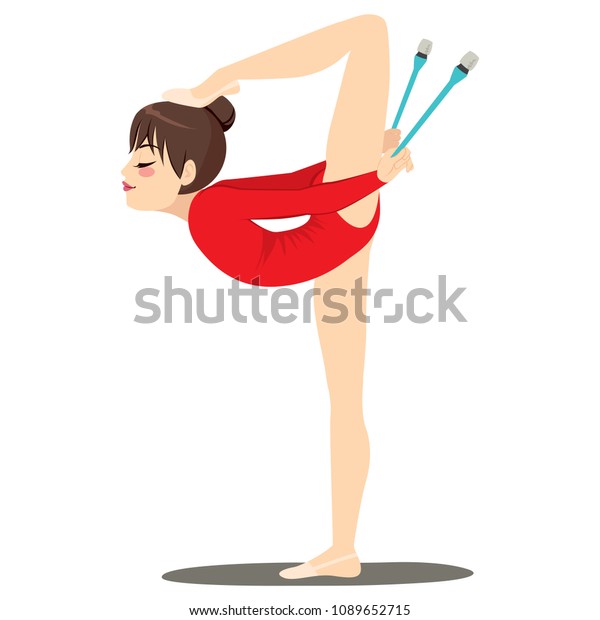 Flexible Professional Gymnastics Rhythmic Woman Foot Stock