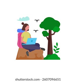 Flexible Remote Work Setup Flat Vector Illustration