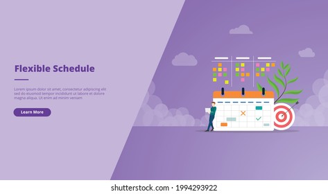 flexible schedule or calendar management for website landing homepage template banner or slide presentation cover