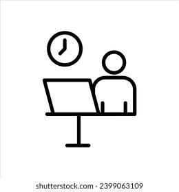 flexibles Fahrplansymbol. Büro- oder Fernarbeitszeiten mit dem Symbol für Flexibilität und Anpassungsfähigkeit. Freiberufler mit Laptop und enges Deadline-Vektorzeichen. abgelegene Jobbesprechung mit flexiblem Zeitplan 