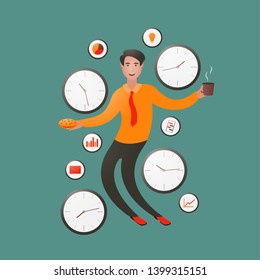 Flexible scheduling, homework, teleworking and learning. Vector illustration.