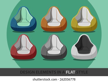 flexible seat beanbag in a flat style. Vector. Eps10