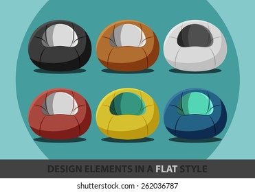 flexible seat beanbag in a flat style. Vector illustration