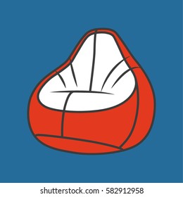 Flexible seat soft bean bag chair. Vector illustration. EPS 10.

