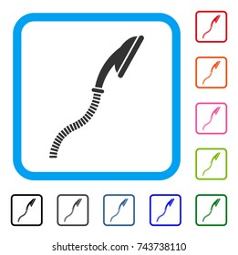 Flexible Shower icon. Flat gray pictogram symbol in a blue rounded frame. Black, gray, green, blue, red, orange color versions of Flexible Shower vector. Designed for web and app interfaces.
