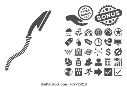 Flexible Shower pictograph with bonus images. Vector illustration style is flat iconic symbols, gray color, white background.