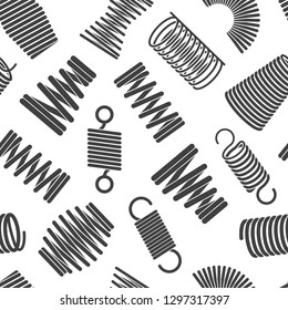 Flexible spiral pattern. Metal elastic twisted and compacted forms bended wire coils vector seamless pattern for textile designs