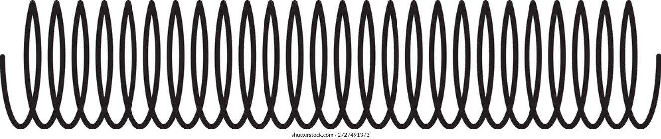 Ícone de mola flexível vetor delineamento conjunto sinal de ilustração. Ícone de bobina de arame em estilo linear fino traçado na moda. Espirais de arame metálico. Peças de suspensão de carro.