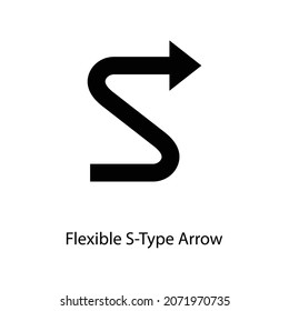 Flexible S-Type Arrow Trendy solid icon isolated on white and blank background for your design