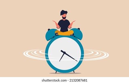 Flexible time work and man schedule life. Quality home management and focus balance clock vector illustration concept. Business office staff and people freelance. Character life and activity working