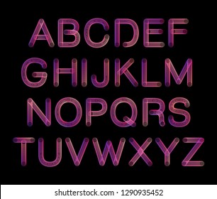 Flexible tube neon spiral 3D gradient Alphabet