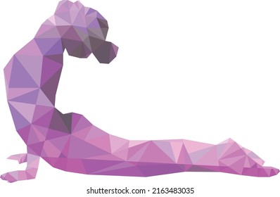 Flexible women does back bending. Yoga asana, gymnastic element. Poly design simple vector illustration