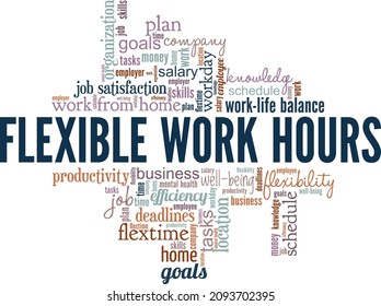 Flexible Work Hours - Flextime Conceptual Vector Illustration Word Cloud Isolated On White Background.