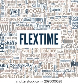 Flexible Work Hours - Flextime Conceptual Vector Illustration Word Cloud Isolated On White Background.