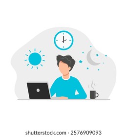 Flexible Work Hours and Location Icon. Remote Work and Time Management Illustration for Workplace Flexibility.