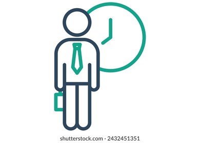 icono de trabajo flexible. personas con reloj. Ideal para mostrar oportunidades de empleo flexibles y entornos de trabajo modernos. estilo de icono de línea.