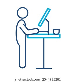 Flexible Workspace Icon – Standing Desk, Representing Adaptable Work Environment, Ergonomic Choices, and Employee Comfort