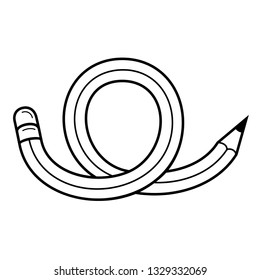 Flexible writing pencil. Vector outline icon isolated on white background.