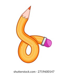 Flexible yellow pencil bending into a loop, symbolizing creative thinking, innovation, problem solving, and unique artistic expression for education and design concepts
