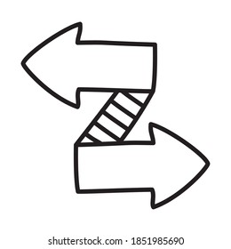 flexible z arrows icon over white background, line style, vector illustration