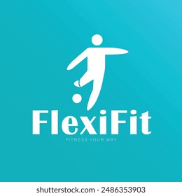 "FlexiFit" Modern Minimalist Logo with Dynamic Figure Icon.