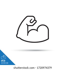 Flexing arm muscles vetor line icon. Strength and physical fitness outline symbol.