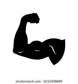 Flexing arm silhouette vector flat illustration design.