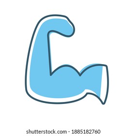 flexing bicep with a blue color vector illustration design