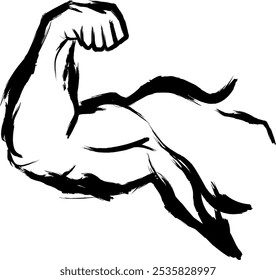 Flexing bicep muscle arm strength or power line editable strok icon for exercise. biceps musclar arm icon isolated on white background. Sport and fitness symbol