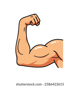 Flexing bicep muscle strength or arm workout flat vector color icon Illustration