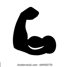 Flexing bicep muscle strength or arm workout flat vector icon for exercise apps and websites