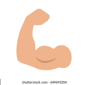 Flexing bicep muscle strength or arm workout flat vector color icon for exercise apps and websites