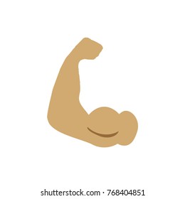 Flexing bicep muscle strength or arm workout flat vector color