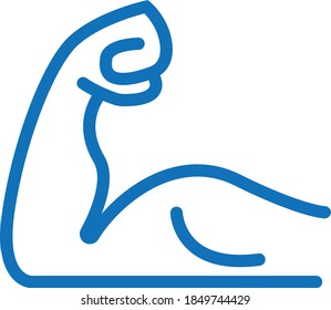 Icono de vectores de arte de línea de potencia o fuerza de músculo bicep flexible para aplicaciones de ejercicios y sitios web