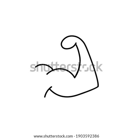 Flexing biceps muscle line icon. Bodybuilder strong arm sign. Weightlifting fitness symbol. Wellness concept illustration. Vector EPS 10