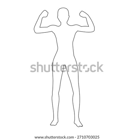Flexing Human Figure in Line Art for Muscle Pose Reference