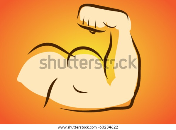 Flexing Muscle Strong Armbicep Stock Vector (Royalty Free) 60234622