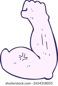 Caricatura de brazo fuerte de flexión en color neón brillante