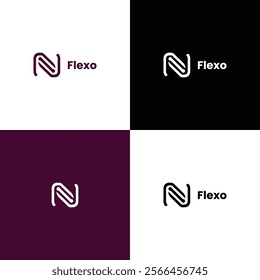 "Flexo - A Sleek and Modern Logo Design Featuring a Geometric 'N' Lettermark, Perfect for Innovative Branding, Corporate Identities, and Creative Business Solutions"

