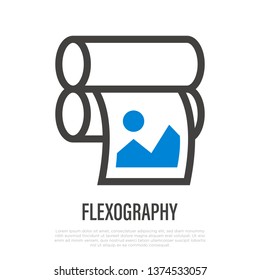 Flexography Thin Line Icon. Typography Equipment. Vector Illustration.