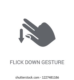 Flick Down gesture icon. Trendy Flick Down gesture logo concept on white background from Hands collection. Suitable for use on web apps, mobile apps and print media.