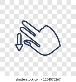 Flick Down gesture icon. Trendy linear Flick Down gesture logo concept on transparent background from Hands collection