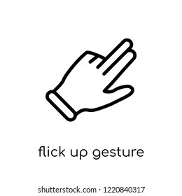 Flick Up gesture icon. Trendy modern flat linear vector Flick Up gesture icon on white background from thin line Hands and guestures collection, editable outline stroke vector illustration
