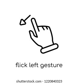 Flick Left gesture icon. Trendy modern flat linear vector Flick Left gesture icon on white background from thin line Hands and guestures collection, editable outline stroke vector illustration