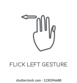 Flick Left gesture linear icon. Modern outline Flick Left gesture logo concept on white background from Hands collection. Suitable for use on web apps, mobile apps and print media.