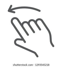 Flick left line icon, action and hand, gesture sign, vector graphics, a linear pattern on a white background, eps 10.