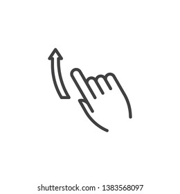 Flick up line icon. Swipe up hand click linear style sign for mobile concept and web design. Finger touch gesture outline vector icon. Symbol, logo illustration. Pixel perfect vector graphics