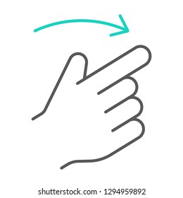 Flick right thin line icon, finger and hand, gesture sign, vector graphics, a linear pattern on a white background, eps 10.
