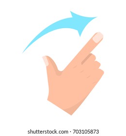 Flick right touch screen gestures vector illustration. Flat style design. Colorful graphics